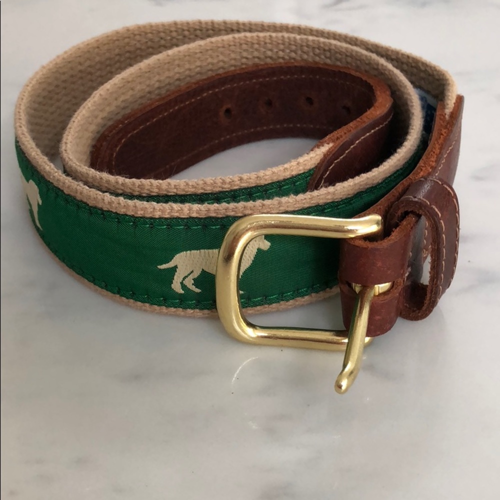 canvas, grosgrain & leather belt size 32